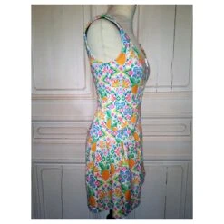 MANOUSH ROBE DRESS REVERSE RETRO FIFTIES ESANAR PINEAPPLE T 34 Multicolore Blanc Cassé -ModeChic Magasin 783605 8