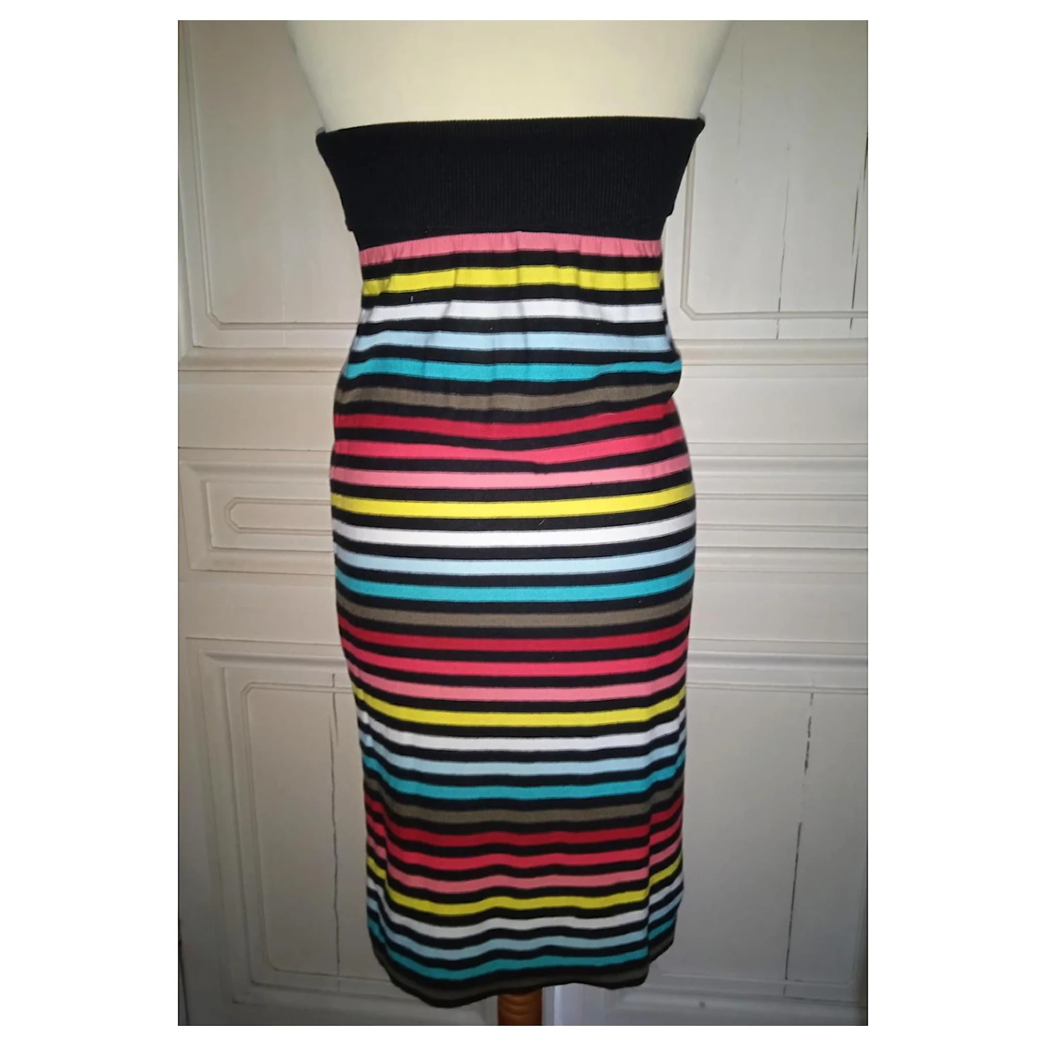 SONIA RYKIEL DRESS ROBE BUSTIER JUPE 2 EN 1 BAYADERE T 36/38 Multicolore 9 SONIA RYKIEL DRESS ROBE BUSTIER JUPE 2 EN 1 BAYADERE T 36/38 Multicolore – Image 9