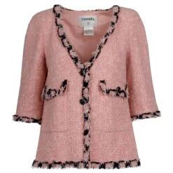 Ensemble Mini Robe Et Veste Bouclées Roses Chanel -ModeChic Magasin 788498 3