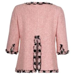 Ensemble Mini Robe Et Veste Bouclées Roses Chanel -ModeChic Magasin 788498 4