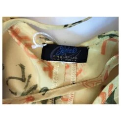 CHRISTIAN LACROIX ROBE DRESS ULTRA LIGHT PAILLE DORé MULTISIGLES T34/36 Jaune -ModeChic Magasin 791418 3