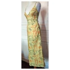CHRISTIAN LACROIX ROBE DRESS ULTRA LIGHT PAILLE DORé MULTISIGLES T34/36 Jaune -ModeChic Magasin 791418 4