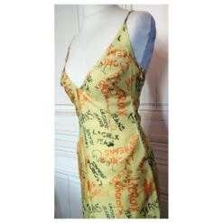 CHRISTIAN LACROIX ROBE DRESS ULTRA LIGHT PAILLE DORé MULTISIGLES T34/36 Jaune -ModeChic Magasin 791418 8