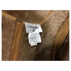 Robe En Peau De Mouton Chanel Marron Beige -ModeChic Magasin 791463 5