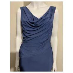 Vera Wang Robe De Bal Drapée En Jersey De Rayonne Bleu -ModeChic Magasin 801728 2