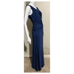 Vera Wang Robe De Bal Drapée En Jersey De Rayonne Bleu -ModeChic Magasin 801728 3