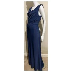 Vera Wang Robe De Bal Drapée En Jersey De Rayonne Bleu -ModeChic Magasin 801728 4