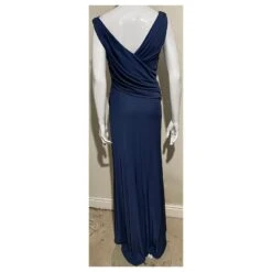 Vera Wang Robe De Bal Drapée En Jersey De Rayonne Bleu -ModeChic Magasin 801728 5