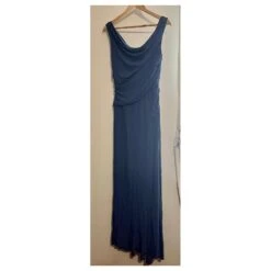 Vera Wang Robe De Bal Drapée En Jersey De Rayonne Bleu -ModeChic Magasin 801728 6