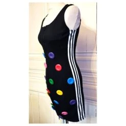 JEREMY SCOTT POUR ADIDAS ROBE CREATEUR DRESS COLLECTOR HOT STUFF BOUTONS T 38 Noir -ModeChic Magasin 801779 10