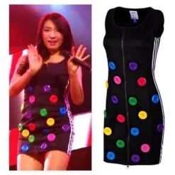 JEREMY SCOTT POUR ADIDAS ROBE CREATEUR DRESS COLLECTOR HOT STUFF BOUTONS T 38 Noir -ModeChic Magasin 801779 3