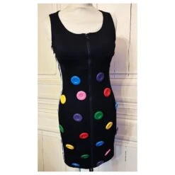 JEREMY SCOTT POUR ADIDAS ROBE CREATEUR DRESS COLLECTOR HOT STUFF BOUTONS T 38 Noir -ModeChic Magasin 801779 6