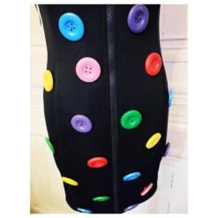 JEREMY SCOTT POUR ADIDAS ROBE CREATEUR DRESS COLLECTOR HOT STUFF BOUTONS T 38 Noir -ModeChic Magasin 801779 9