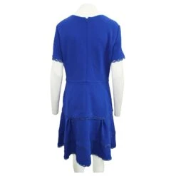 Oscar De La Renta Robe Bleue Avec Broderie Découpée Au Laser -ModeChic Magasin 803255 3