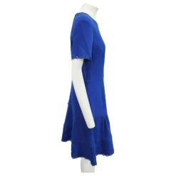 Oscar De La Renta Robe Bleue Avec Broderie Découpée Au Laser -ModeChic Magasin 803255 4