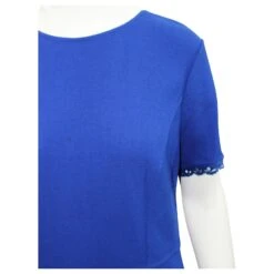 Oscar De La Renta Robe Bleue Avec Broderie Découpée Au Laser -ModeChic Magasin 803255 5