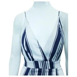 Reformation Robe D'été Longue à Rayures Blanches Et Bleues -ModeChic Magasin 804562 5