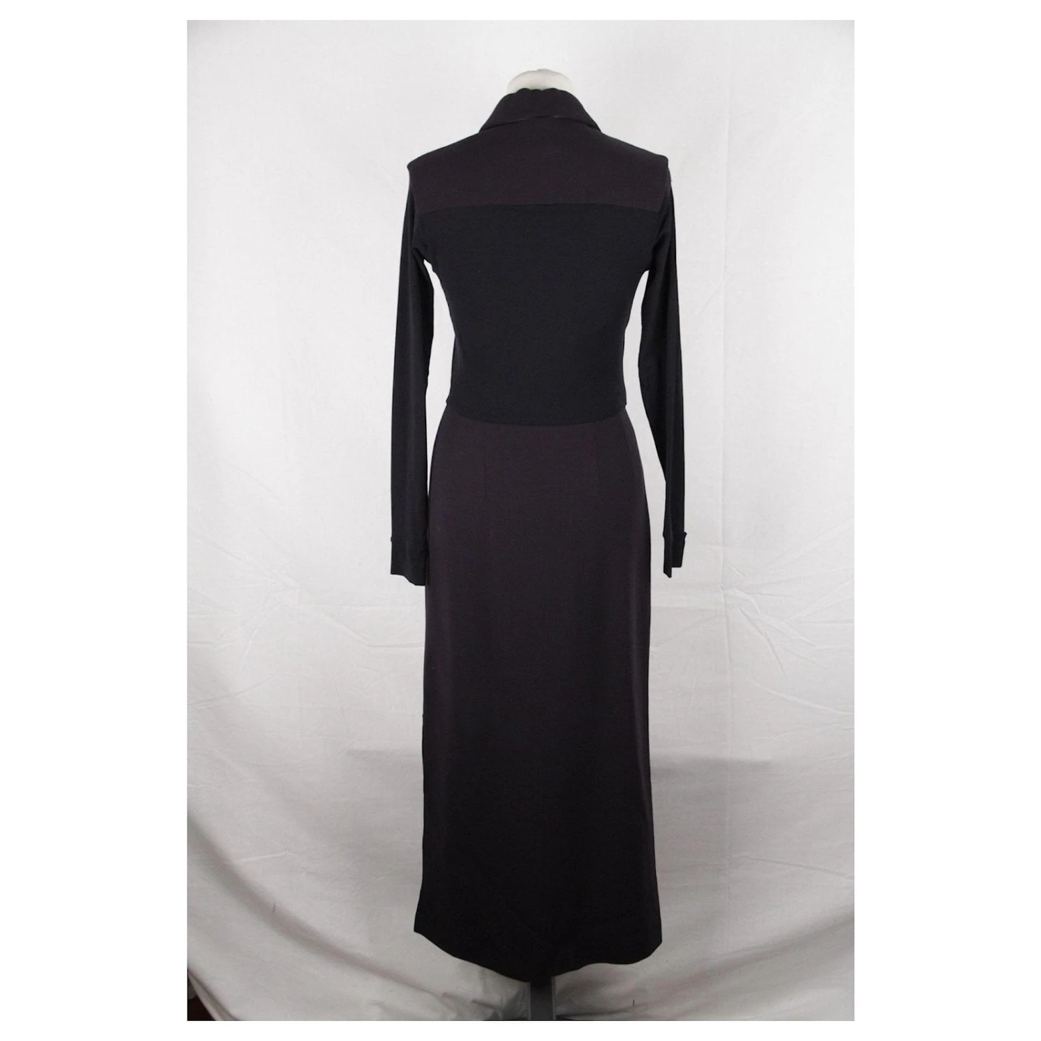 Donna Karan Robe Longue Bleue à Manches Longues Et Fermeture éclair Sur Le Devant Taille 6 2 Donna Karan Robe Longue Bleue à Manches Longues Et Fermeture éclair Sur Le Devant Taille 6 – Image 2