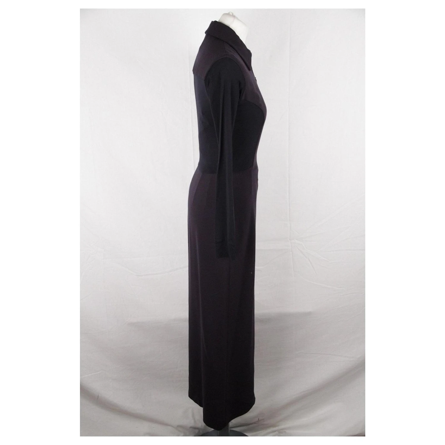 Donna Karan Robe Longue Bleue à Manches Longues Et Fermeture éclair Sur Le Devant Taille 6 3 Donna Karan Robe Longue Bleue à Manches Longues Et Fermeture éclair Sur Le Devant Taille 6 – Image 3