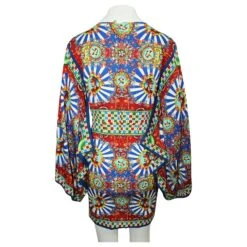 Dolce & Gabbana Robe Imprimée à Manches Asymétriques Carretto Siciliano -ModeChic Magasin 805131 5