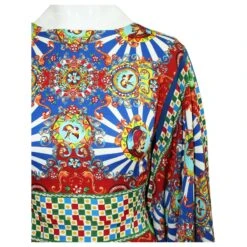 Dolce & Gabbana Robe Imprimée à Manches Asymétriques Carretto Siciliano -ModeChic Magasin 805131 7
