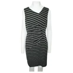 Elie Tahari Robe à Rayures Noires Et Grises -ModeChic Magasin 805229 2