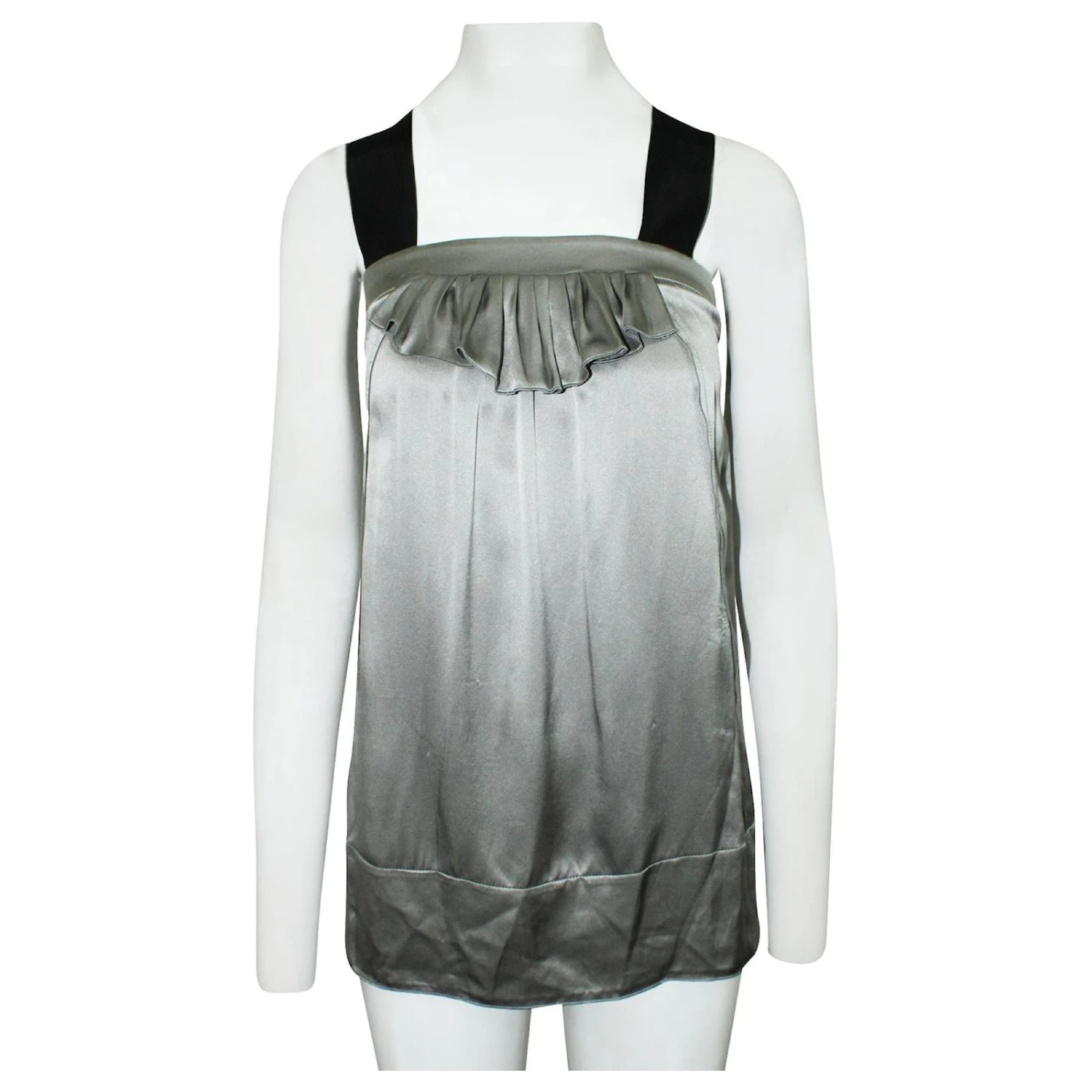 Miu Miu Robe En Soie Argentée Métallisé 2 Miu Miu Robe En Soie Argentée Métallisé – Image 2