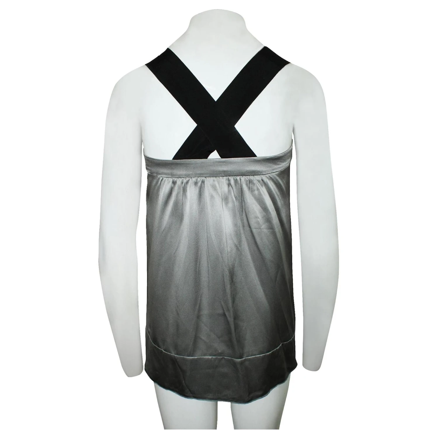 Miu Miu Robe En Soie Argentée Métallisé 3 Miu Miu Robe En Soie Argentée Métallisé – Image 3