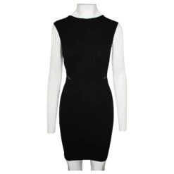 Autre Marque Robe Noire Avec Tissu En Maille Sur Les Côtés -ModeChic Magasin 807182 2
