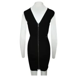 Autre Marque Robe Noire Avec Tissu En Maille Sur Les Côtés -ModeChic Magasin 807182 3