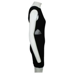 Autre Marque Robe Noire Avec Tissu En Maille Sur Les Côtés -ModeChic Magasin 807182 4