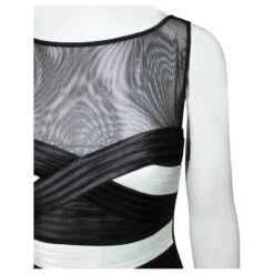 Bcbg Max Azria Robe Ajustée Noire Et Blanche -ModeChic Magasin 807196 5