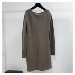 Robe Pull Chanel Laine Cachemire Lurex Tricot CC Logo Boutons Marron -ModeChic Magasin 807484 4
