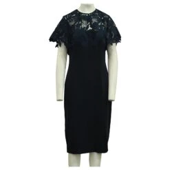 Autre Marque Robe En Dentelle Et Laine Bleue -ModeChic Magasin 808256 2
