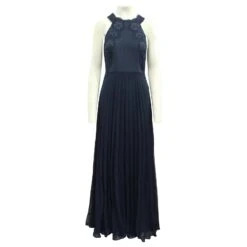 Autre Marque Robe De Soirée Longue Plissée Bleu Marine -ModeChic Magasin 808293 2