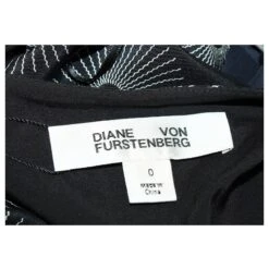 Diane Von Furstenberg Robe D'été Imprimée Noir Et Blanc Avec Panneaux Bleu Marine -ModeChic Magasin 809582 5