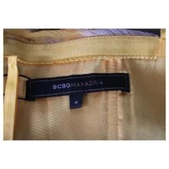 Bcbg Max Azria Jaune, Robe Longue En Soie Noire Et Blanche Sans Bretelles -ModeChic Magasin 809583 5
