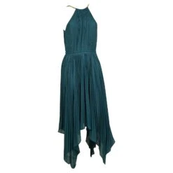 Michael Kors Cyan Blue Plissé Sans Manches Licou Longueur Asymétrique Robe Taille XS Bleu -ModeChic Magasin 820043 7