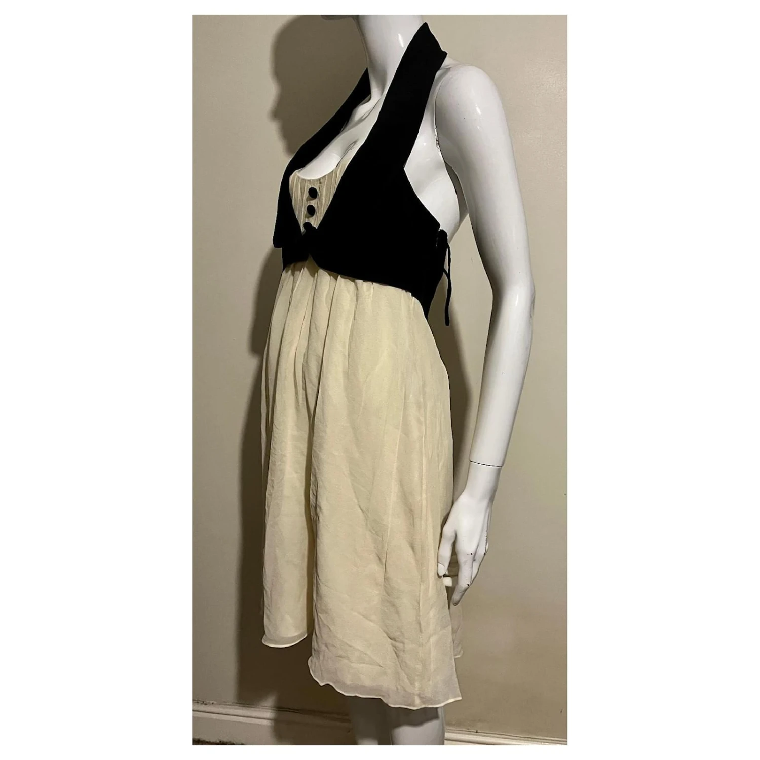 Temperley London Robe Smoking En Soie Noir Crème 2 Temperley London Robe Smoking En Soie Noir Crème – Image 2