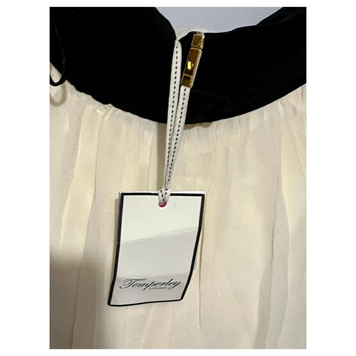 Temperley London Robe Smoking En Soie Noir Crème 4 Temperley London Robe Smoking En Soie Noir Crème – Image 4