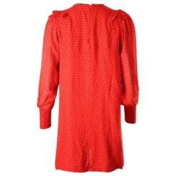 Ganni Robe Volantée à Pois En Viscose Rouge -ModeChic Magasin 826352 3
