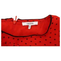 Ganni Robe Volantée à Pois En Viscose Rouge -ModeChic Magasin 826352 4