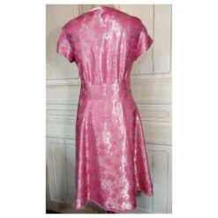 MARC JACOBS ROBE SOIE BROCHEE 23 PERLES BRANDEBOURGS T38/40 Rose -ModeChic Magasin 831096 3