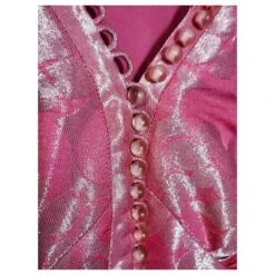 MARC JACOBS ROBE SOIE BROCHEE 23 PERLES BRANDEBOURGS T38/40 Rose -ModeChic Magasin 831096 6