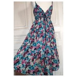 ALAIN MANOUKIAN ROBE DRAPEE LACEE POINTES DOUBLE DECOLLETE DRESS T36/38 Bleu Marine -ModeChic Magasin 833318 2