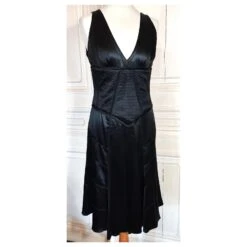 AMANDA WAKELEY ROBE DRESS CREATRICE CORSETEE SOIE T UK 12 OU T 38/40 Noir -ModeChic Magasin 833320 3