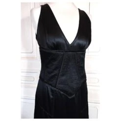 AMANDA WAKELEY ROBE DRESS CREATRICE CORSETEE SOIE T UK 12 OU T 38/40 Noir -ModeChic Magasin 833320 4