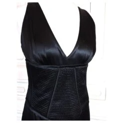 AMANDA WAKELEY ROBE DRESS CREATRICE CORSETEE SOIE T UK 12 OU T 38/40 Noir -ModeChic Magasin 833320 9