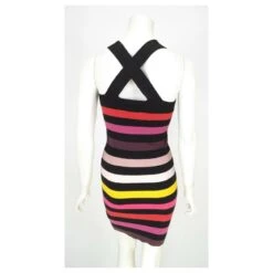 SONIA RYKIEL POUR H&M ROBE LAINE PIMA BAYADERE BRETELLES CROISEES TM T 38/40 Multicolore -ModeChic Magasin 839188 6