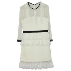 Autre Marque Robe Duchesse à Trois étages En Polyester Blanc -ModeChic Magasin 841096 4